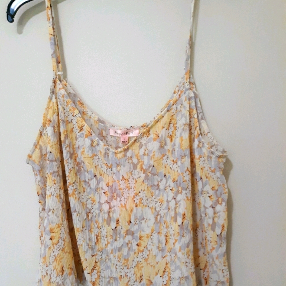 NWT, Yellow Floral Woven Cami/Crop - L
